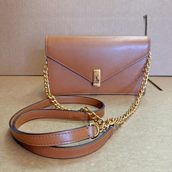 Polo Ralph Lauren Polo ID Leather Chain Wallet & Crossbody – Classic Tan - Picture 12 of 13